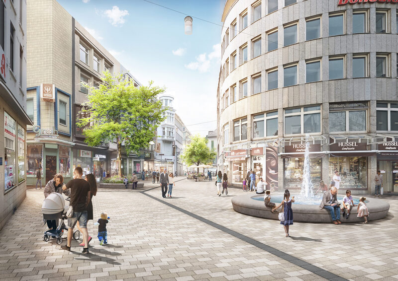 So soll die Poststraße mit dem neuen Brunnen aussehen.