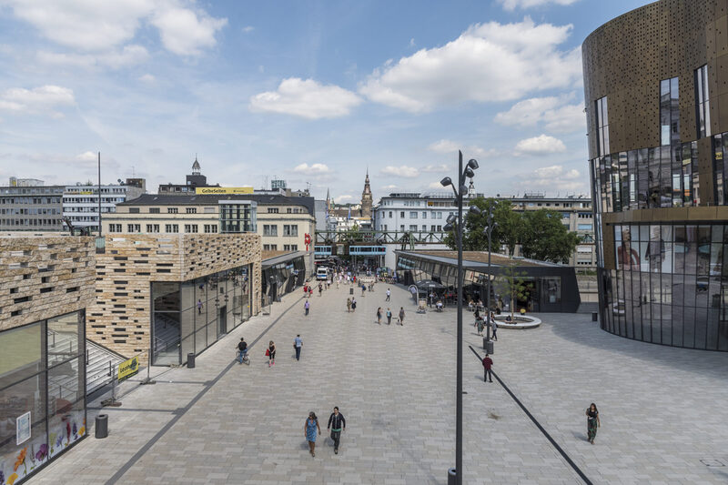 Blick vom Hauptbahnhof am Döppersberg auf die Alte Freiheit.